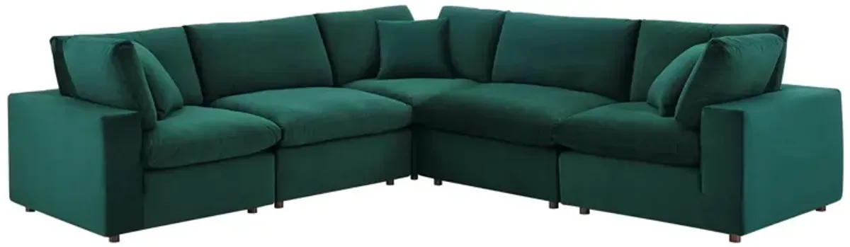 Commix Down Filled Overstuffed Performance Velvet 5-Piece Sectional Sofa