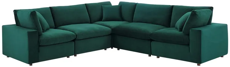 Commix Down Filled Overstuffed Performance Velvet 5-Piece Sectional Sofa