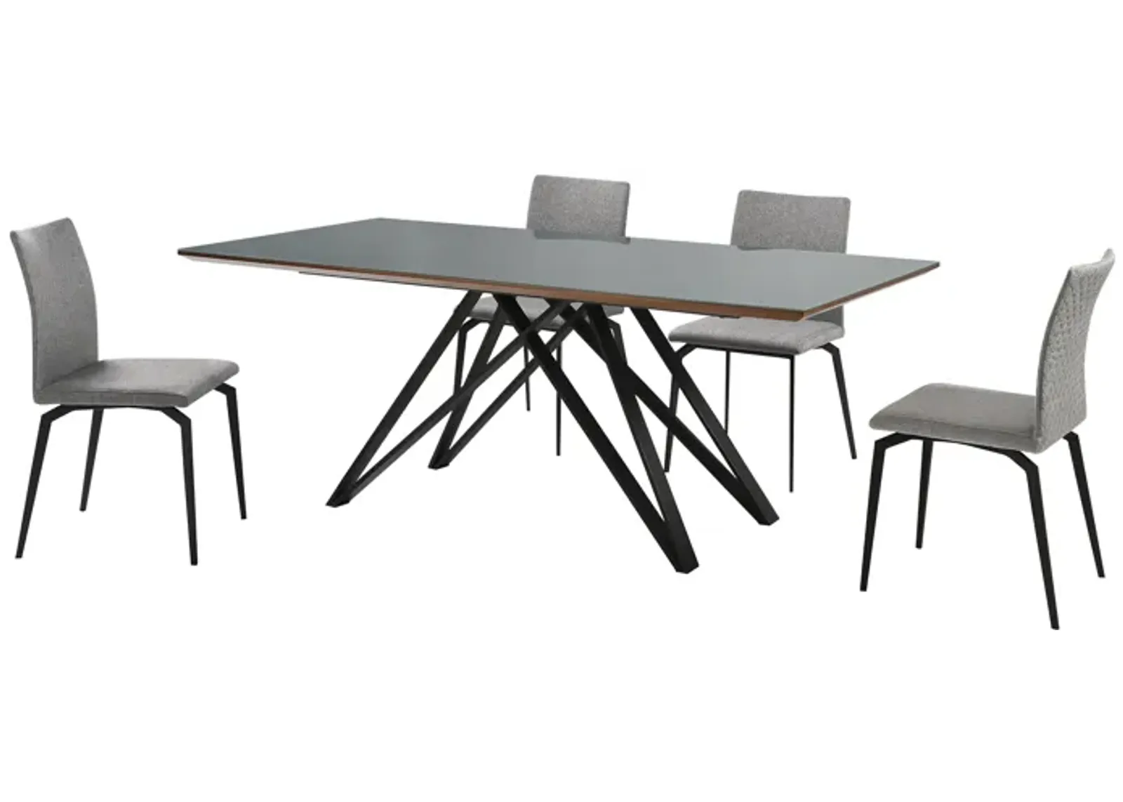 Urbino Lyon 5 Piece Dining Set with Gray Fabric Chairs