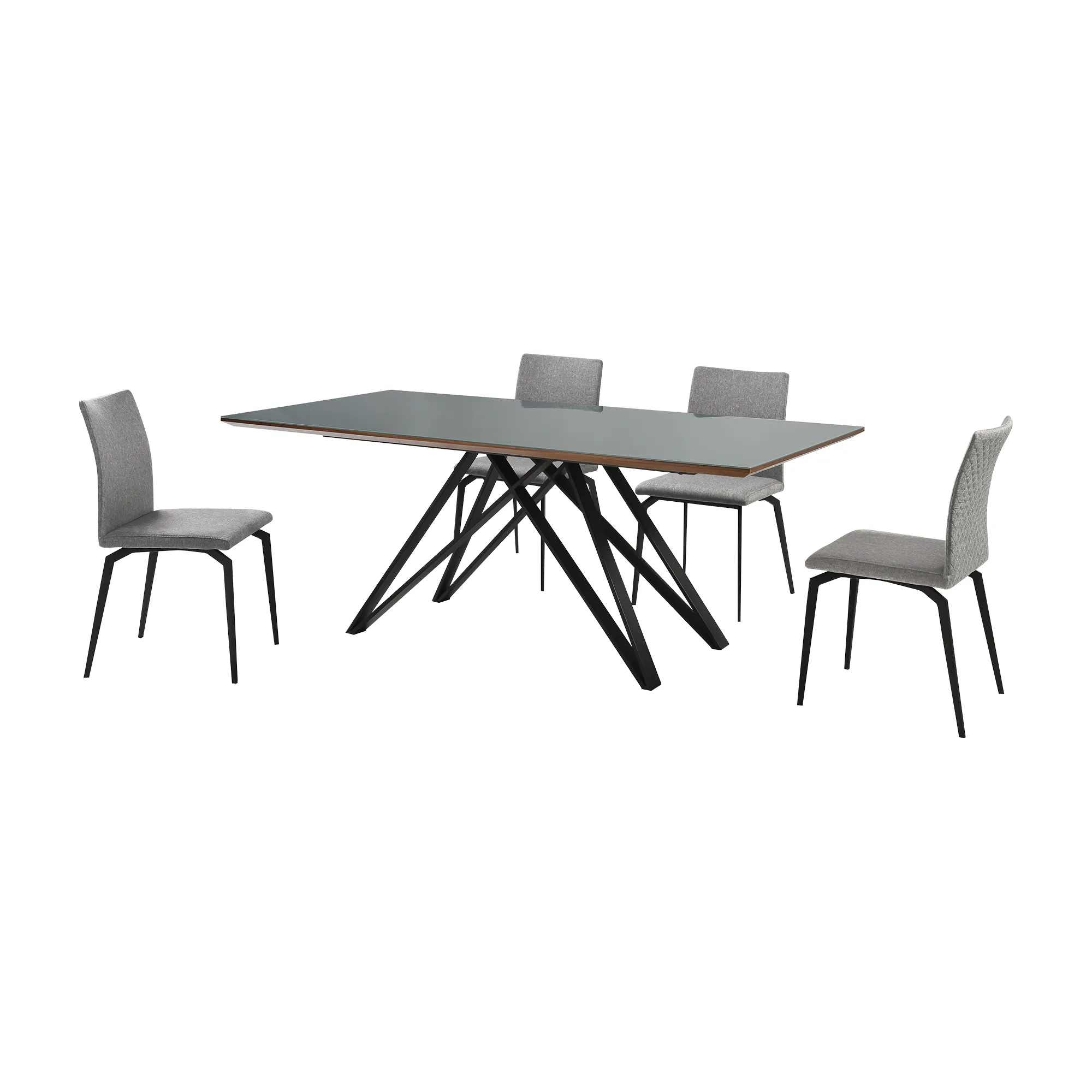 Urbino Lyon 5 Piece Dining Set with Gray Fabric Chairs