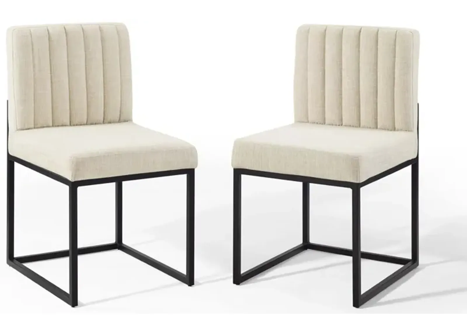 Carriage Dining Chair Upholstered Fabric Set of 2