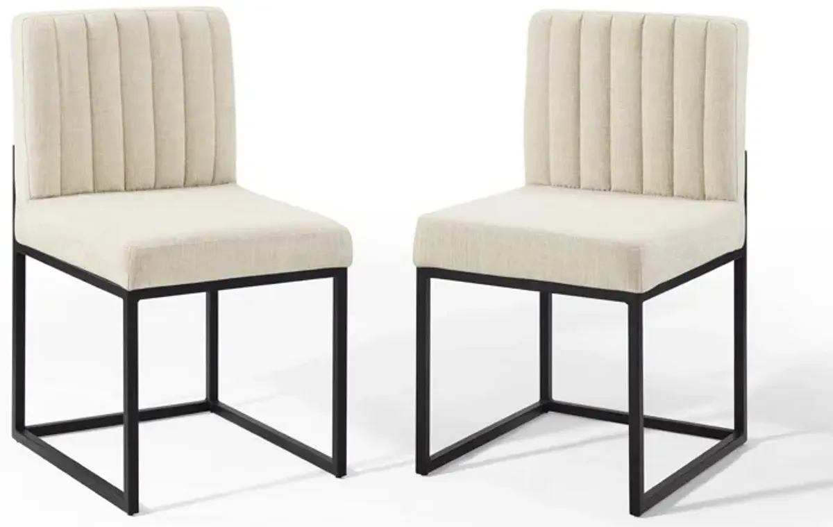 Carriage Dining Chair Upholstered Fabric Set of 2