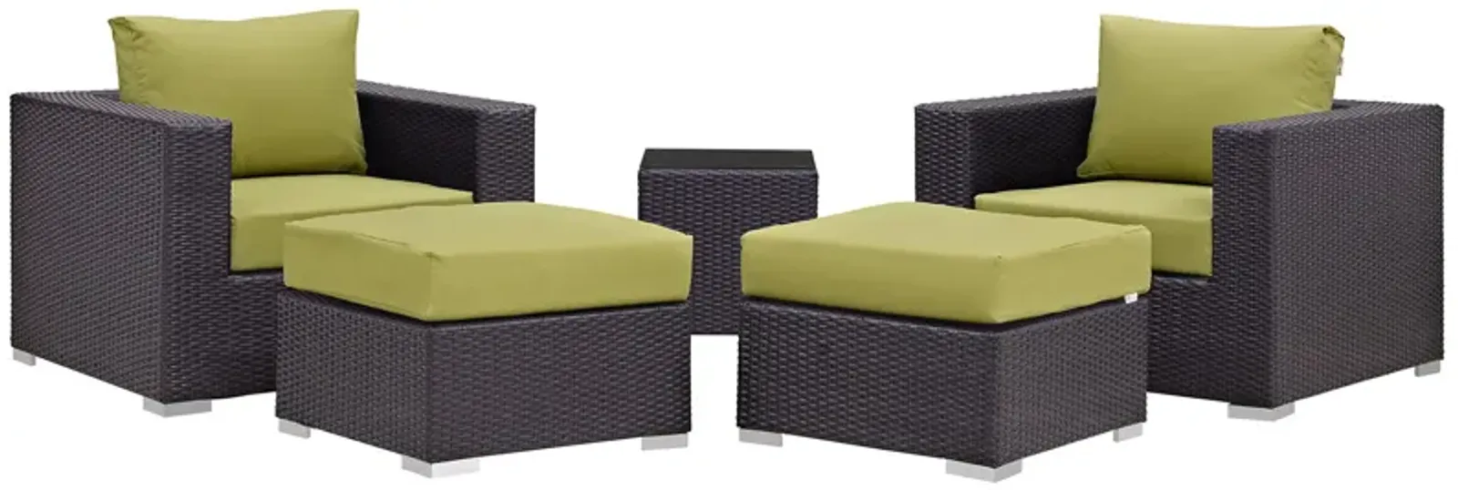 Convene 5 Piece Outdoor Patio Sectional Set