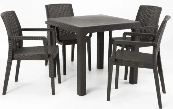 Siena 5-Piece Dining Set-Brown