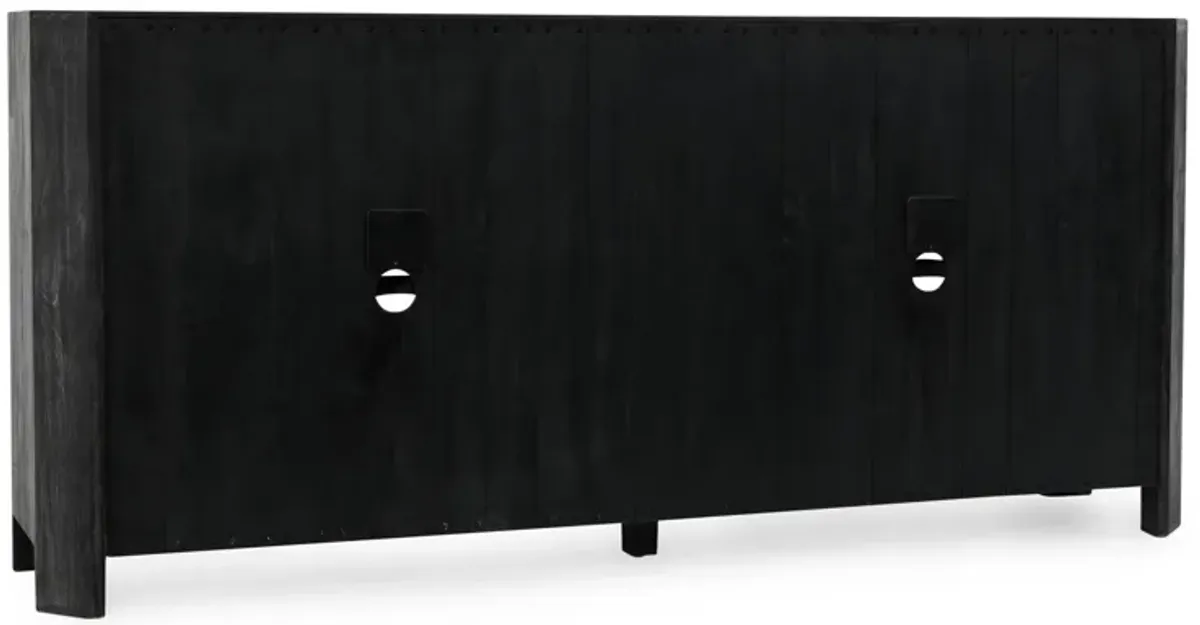 Macarthur 84" Reclaimed Oak Wood 4-Door Sideboard Buffet in Black