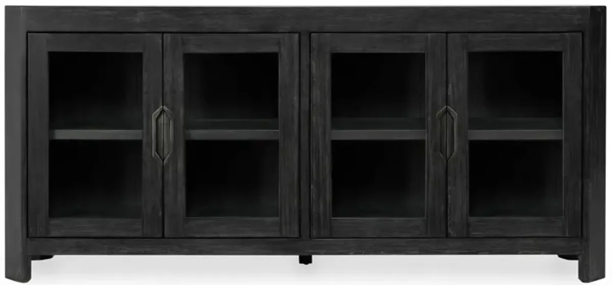 Macarthur 84" Reclaimed Oak Wood 4-Door Sideboard Buffet in Black