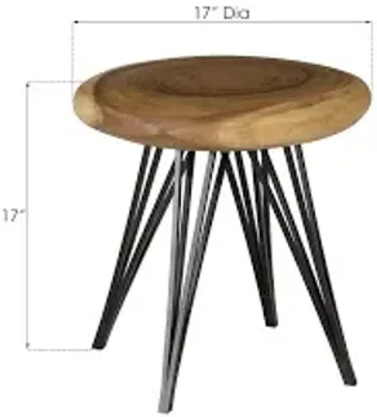 string stool on black metal legs, chamcha wood, natural