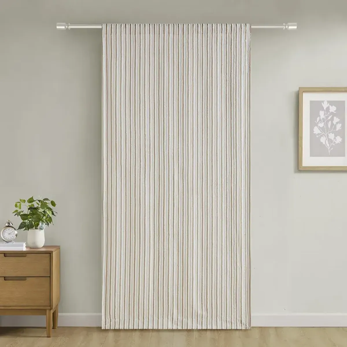 Clipped Jacquard Light Filtering Rod Pocket/Back Tab Single Curtain Panel