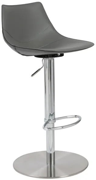 Rudy Adjustable Swivel Bar/Counter Stool in Gray with Brushed Stainless Steel Base