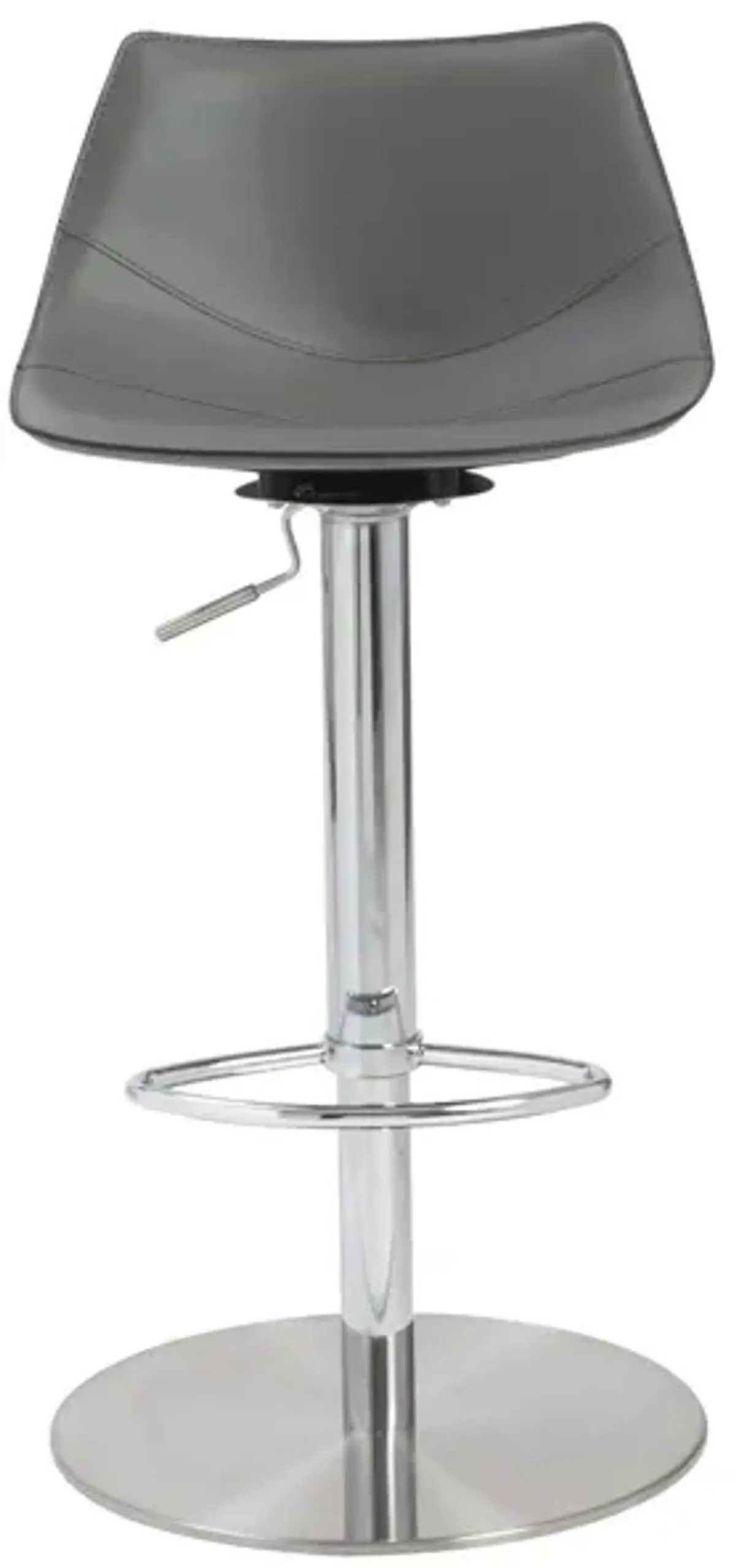 Rudy Adjustable Swivel Bar/Counter Stool in Gray with Brushed Stainless Steel Base