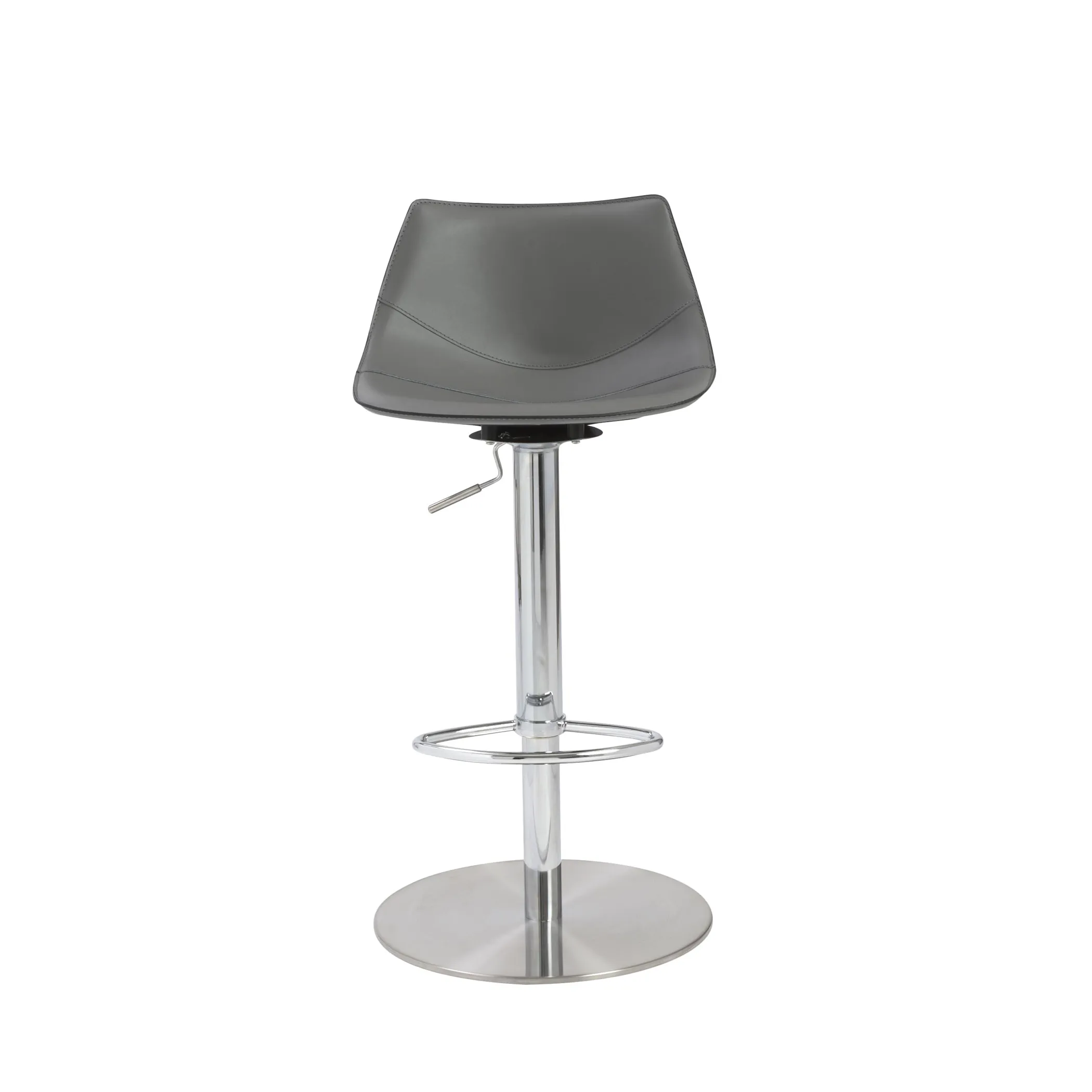 Rudy Adjustable Swivel Bar/Counter Stool in Gray with Brushed Stainless Steel Base