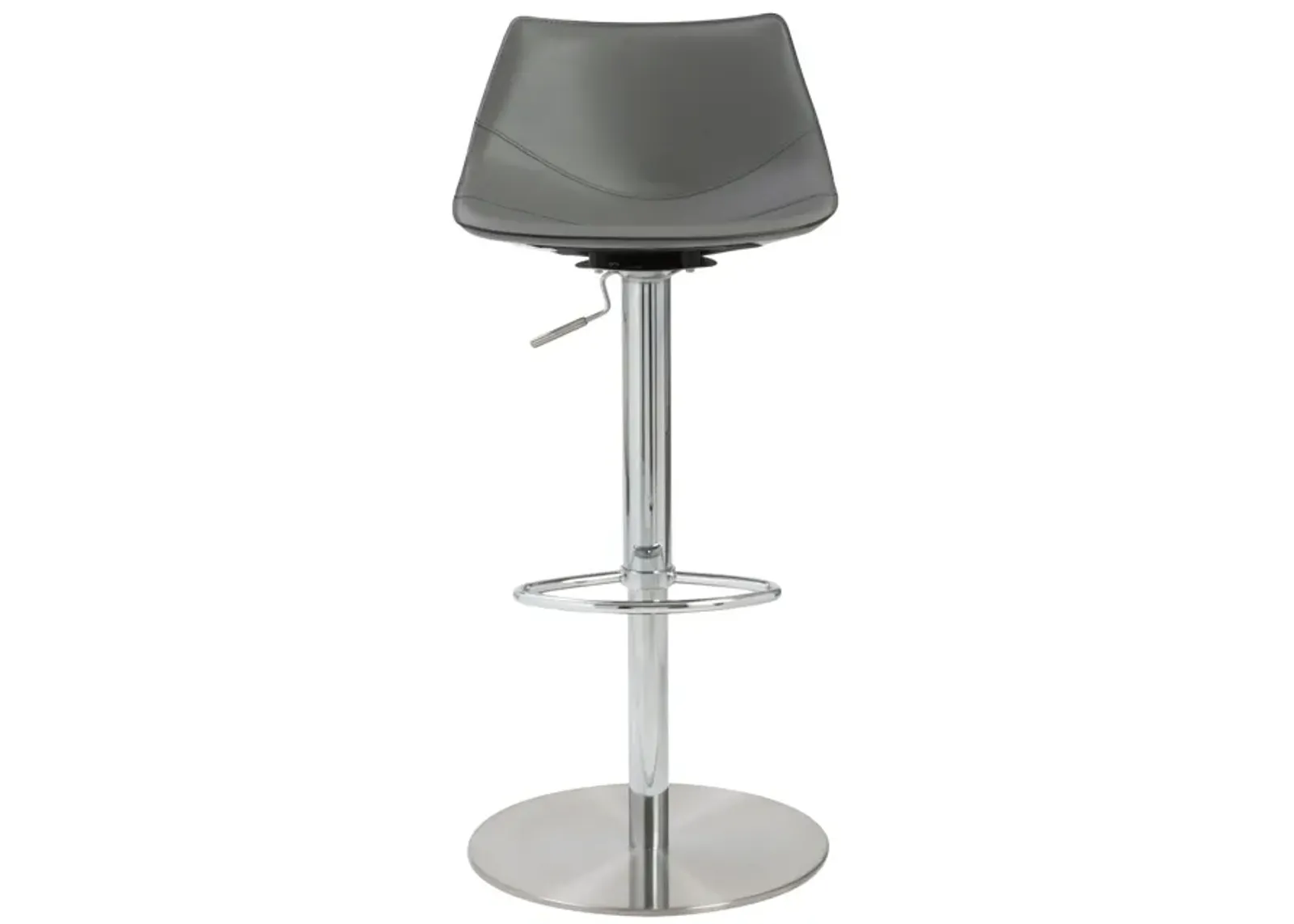 Rudy Adjustable Swivel Bar/Counter Stool in Gray with Brushed Stainless Steel Base