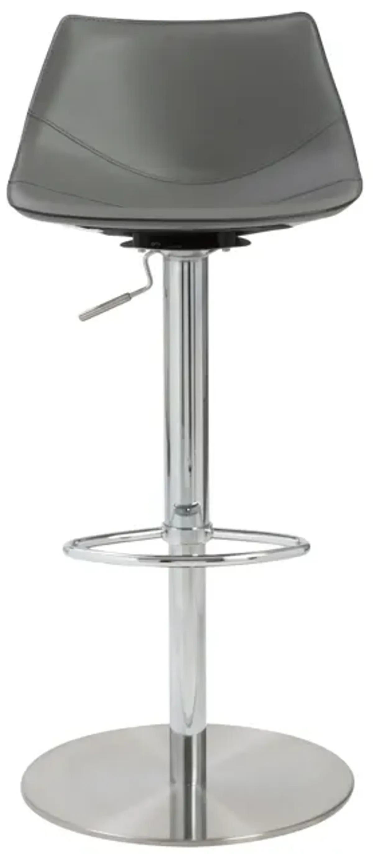 Rudy Adjustable Swivel Bar/Counter Stool in Gray with Brushed Stainless Steel Base