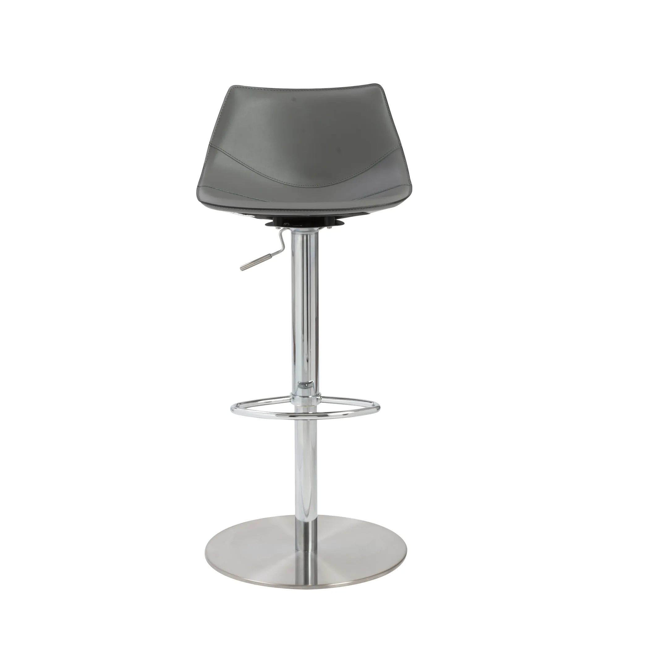 Rudy Adjustable Swivel Bar/Counter Stool in Gray with Brushed Stainless Steel Base