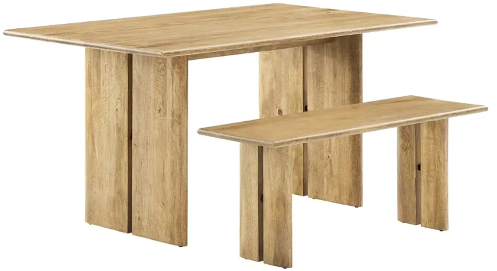 Amistad 60" Wood Dining Table and Bench Set