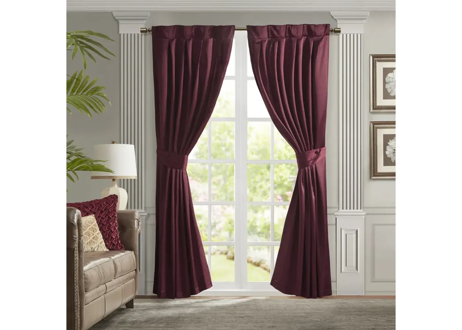 Croscill Classics Avignon Burgundy Pleat Curtain Panel with Tieback (Single)