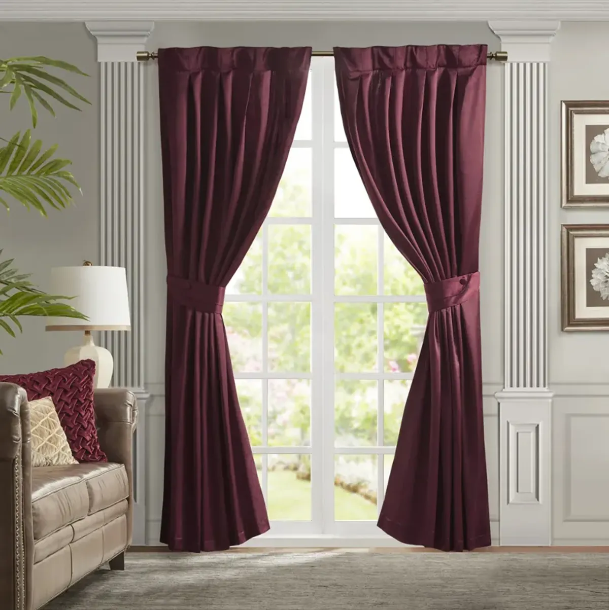 Croscill Classics Avignon Burgundy Pleat Curtain Panel with Tieback (Single)