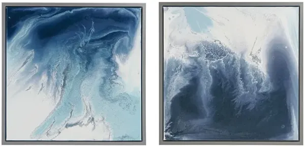 Madison Park Blue Lagoon 2 Blue Abstract 2-piece Framed Canvas Wall Art Set