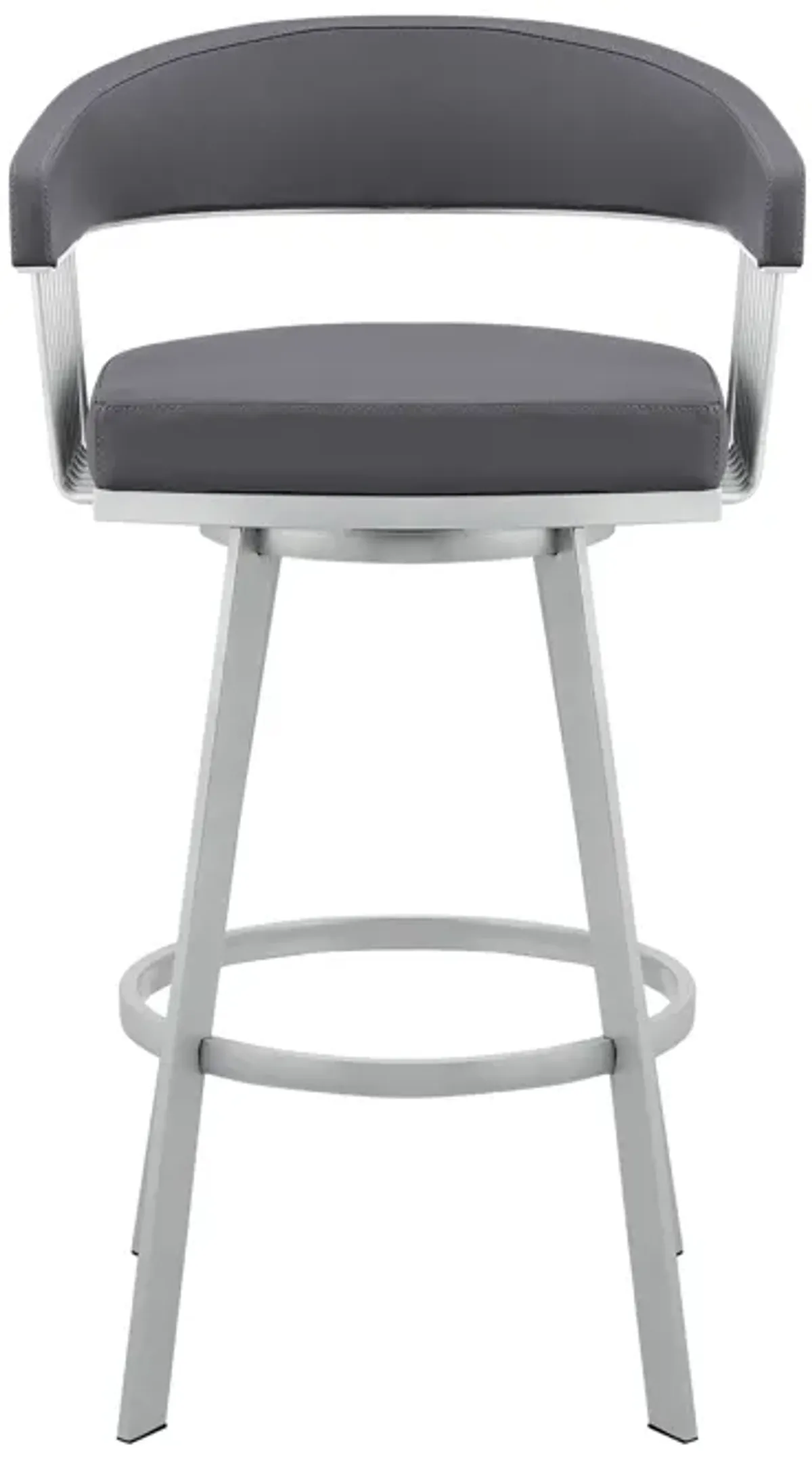 Bronson 29" Slate Grey Faux Leather and Silver Metal Bar Stool