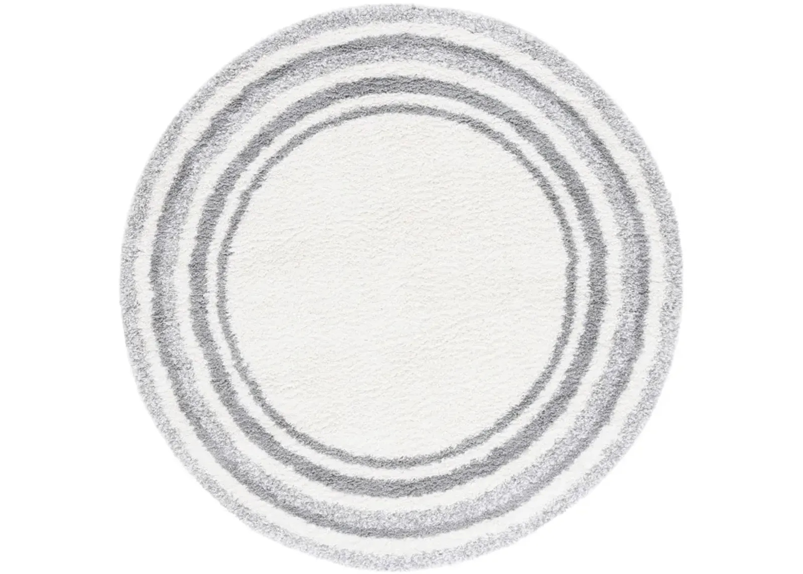 BORDER & STRIPE SHAG 251 Beige 6'-7' X 6'-7' Round Round Rug