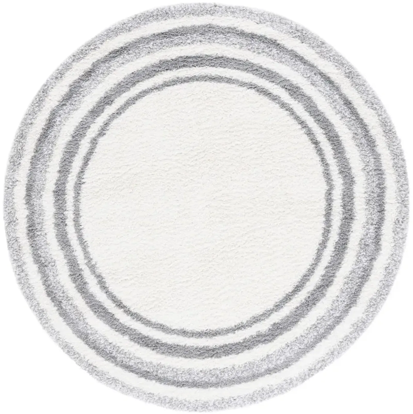 BORDER & STRIPE SHAG 251 Beige 6'-7' X 6'-7' Round Round Rug