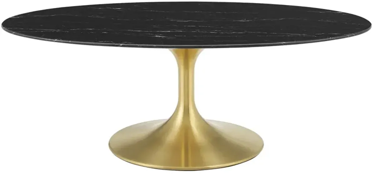 Lippa 48" Oval Artificial Marble Coffee Table