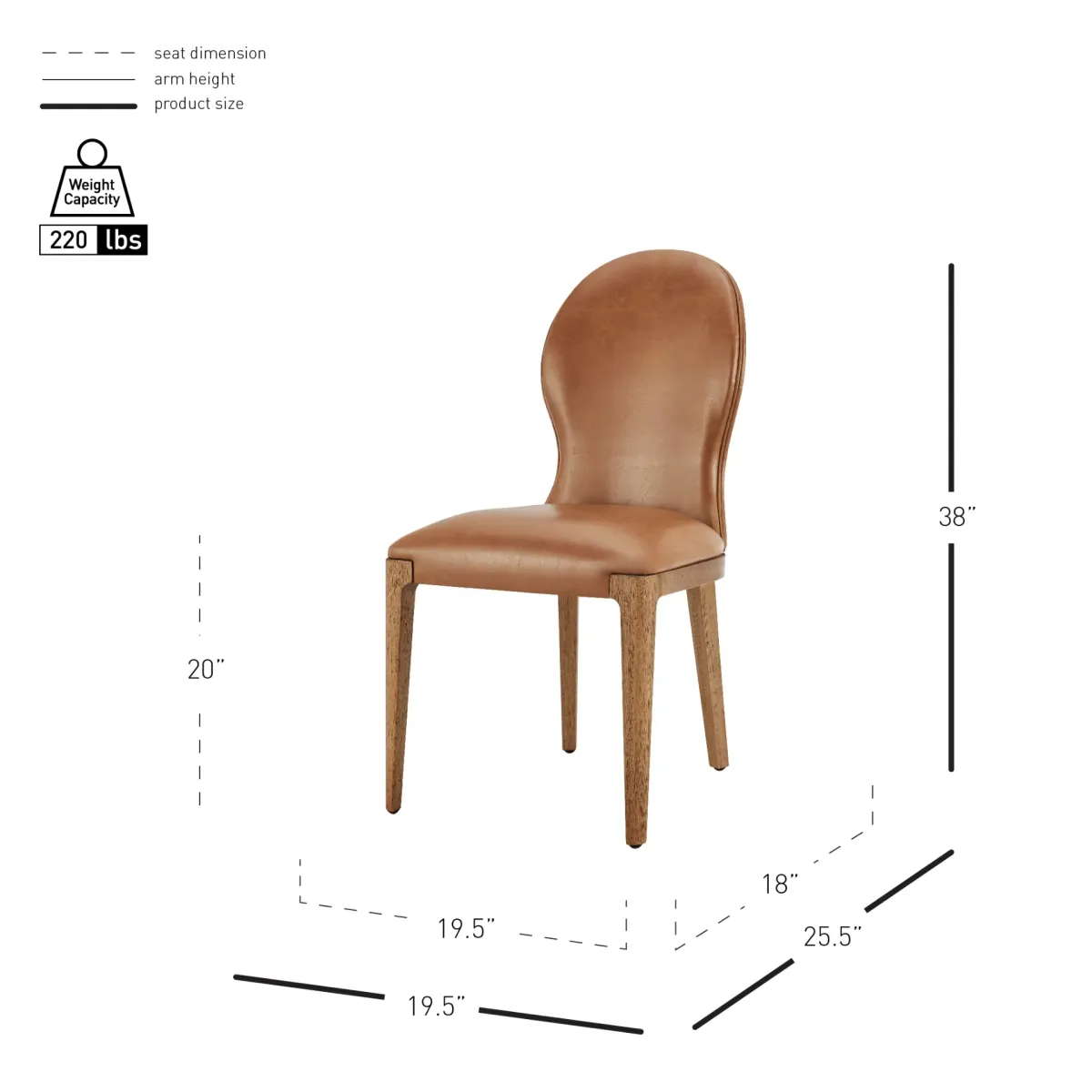 Eldoris PU Dining Side Chair, Borneo Chocolate