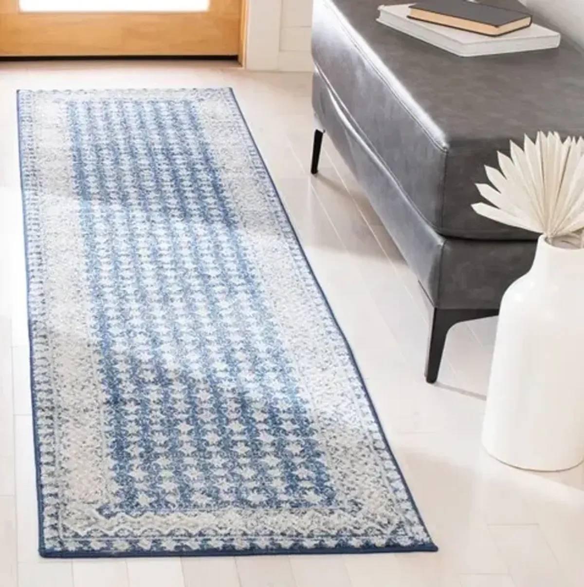 Brentwood 899 Navy / Beige 2' X 12' Runner Powerloomed Rug