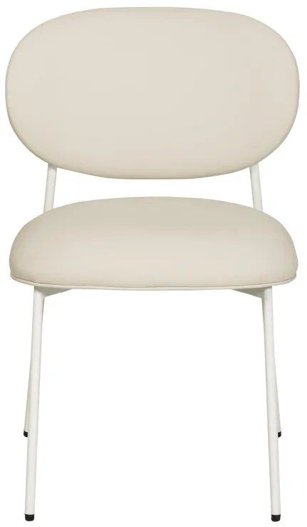 McKenzie Cream Vegan Leather Stackable Dining Chair with Cream Legs - Set of 2