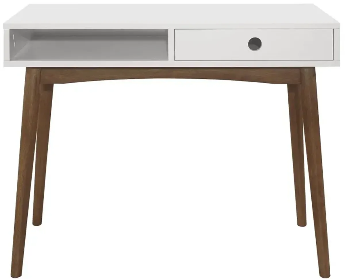 Bradenton 1-drawer Writing Desk White and Walnut