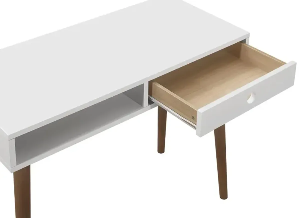 Bradenton 1-drawer Writing Desk White and Walnut