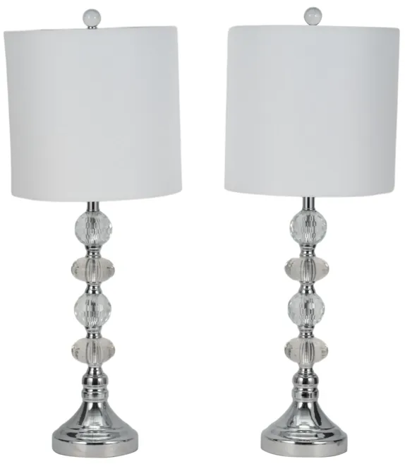 S/2 Crystal 28" Table Lamp, Silver