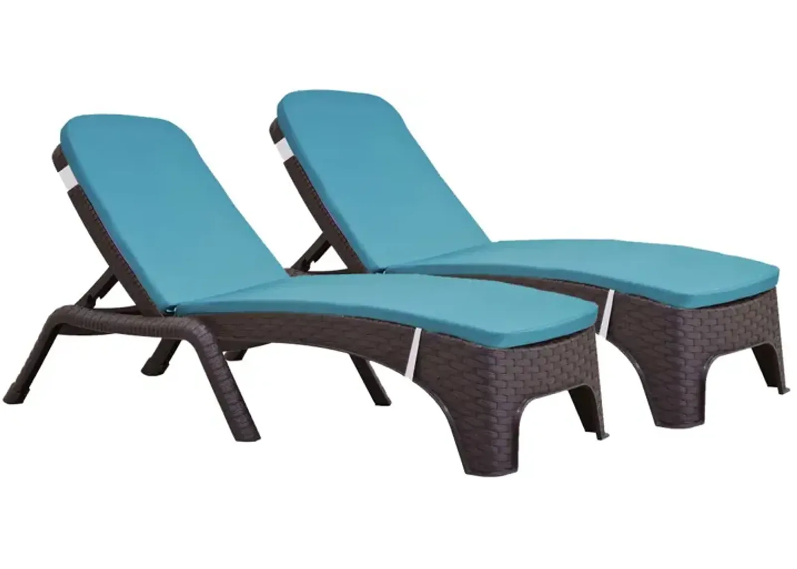 Roma Set of 2 Chaise Lounger w/cushion-Brown