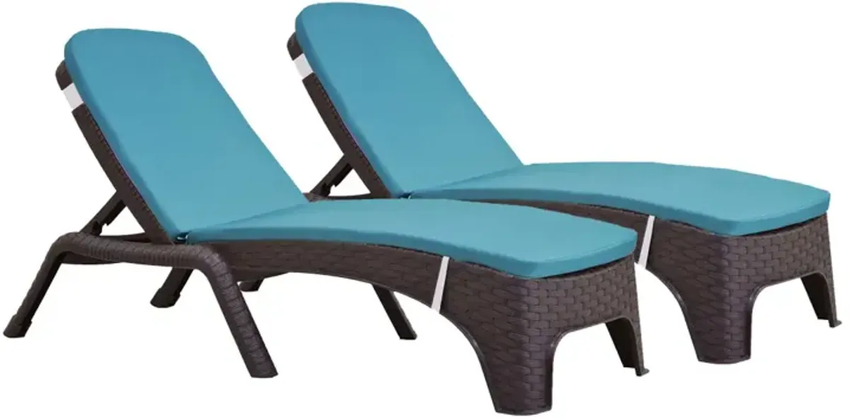 Roma Set of 2 Chaise Lounger w/cushion-Brown