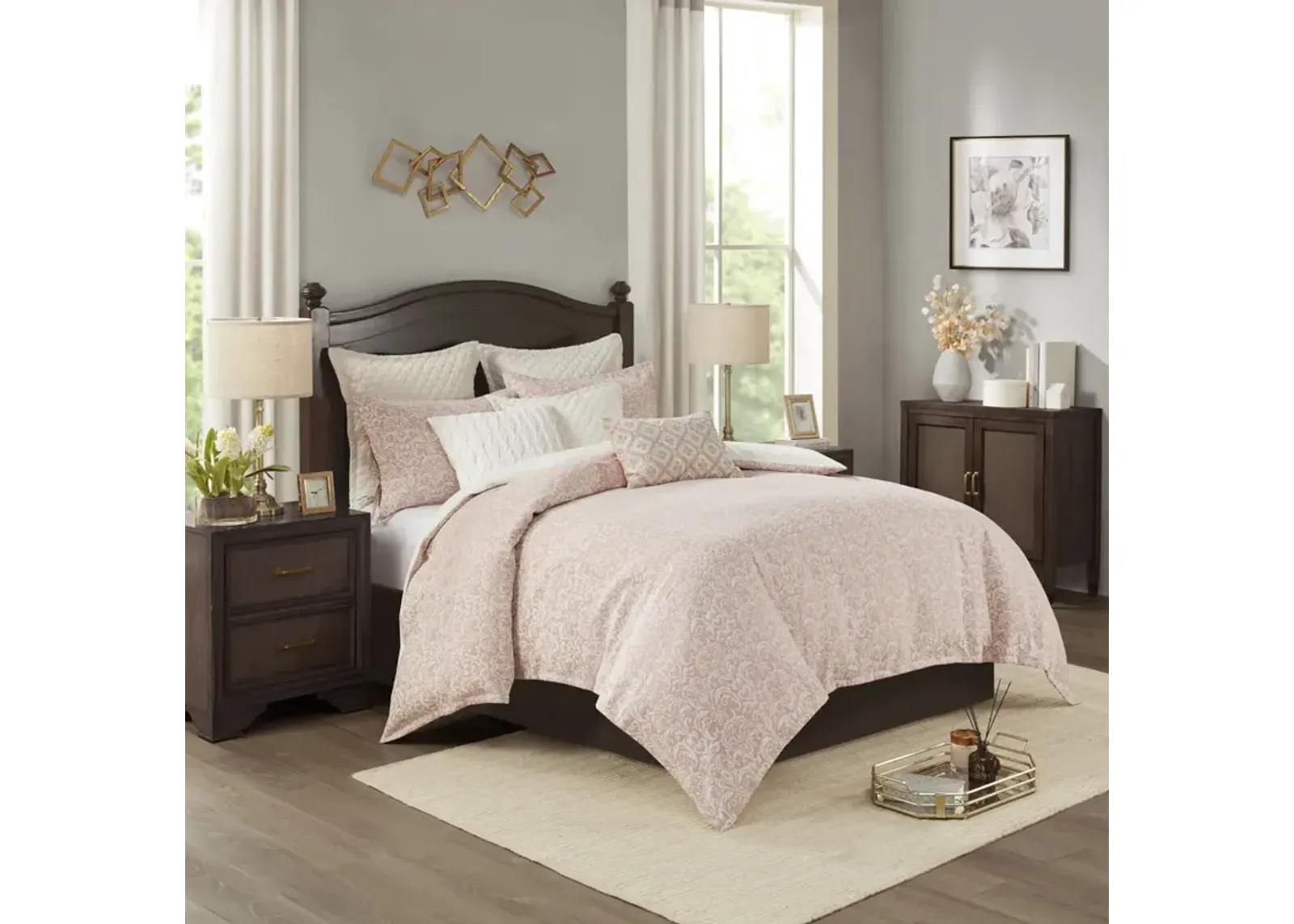 Madison Park Signature Haven Blush 9 Piece Chenille Jacquard Comforter Set