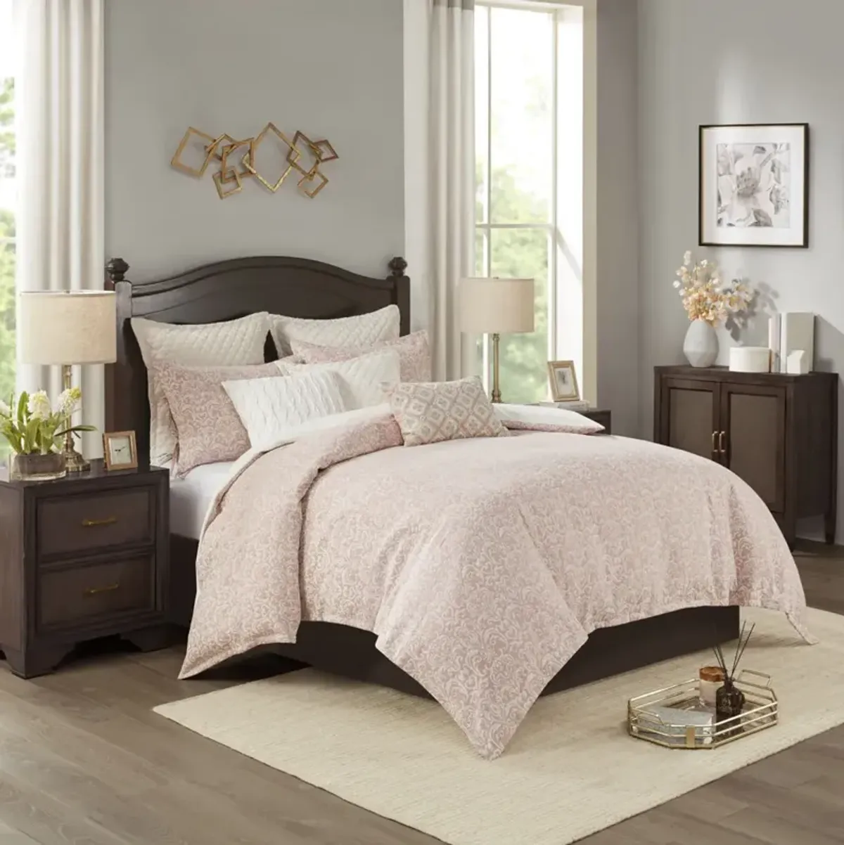 Madison Park Signature Haven Blush 9 Piece Chenille Jacquard Comforter Set