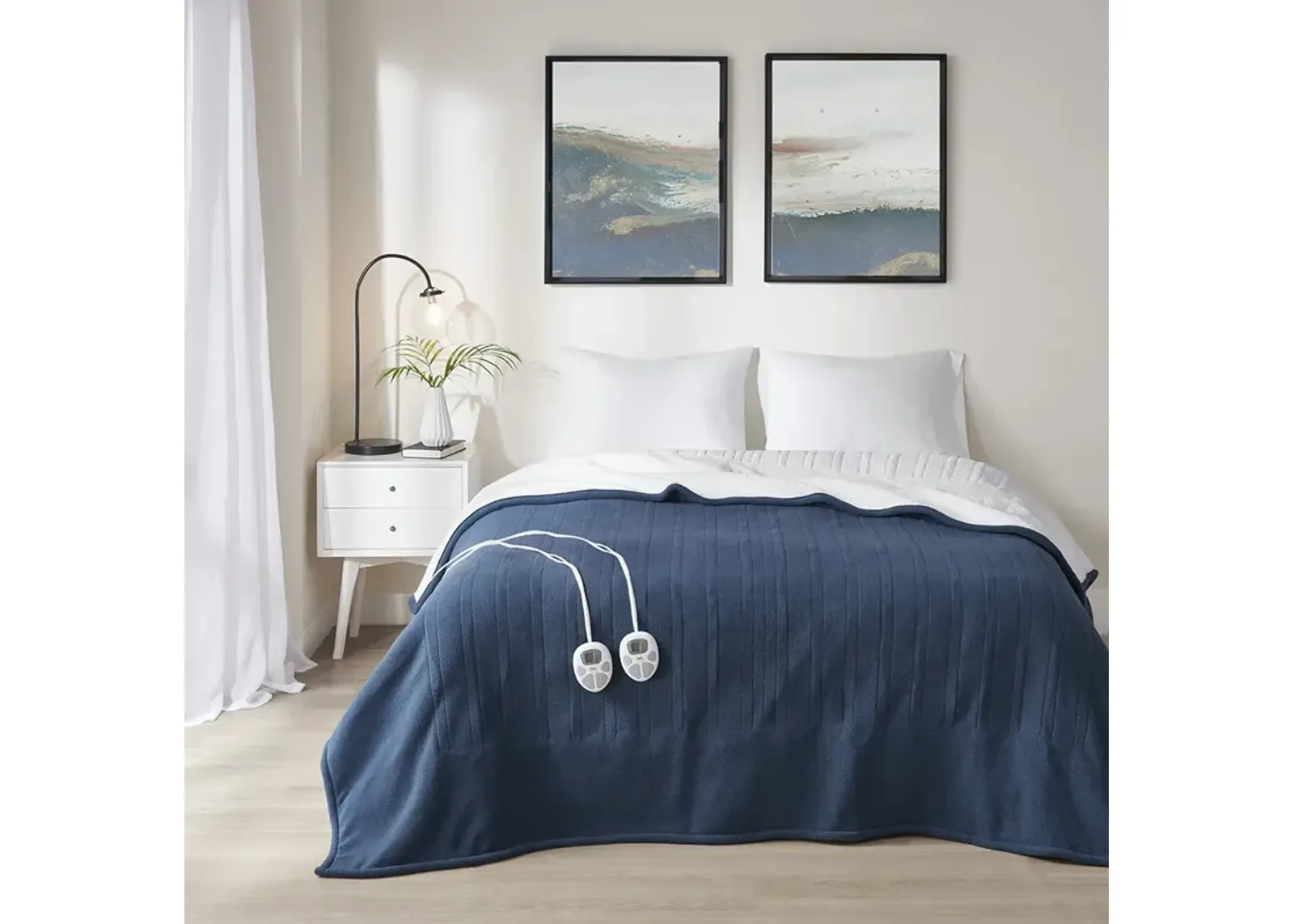 Serta Fleece to Sherpa Blue Heated Blanket