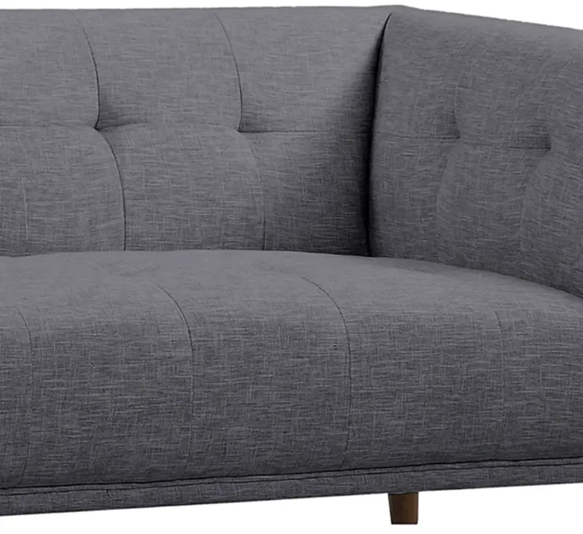 Hudson Mid-Century Button-Tufted Loveseat in Dark Gray Linen and Walnut Legs