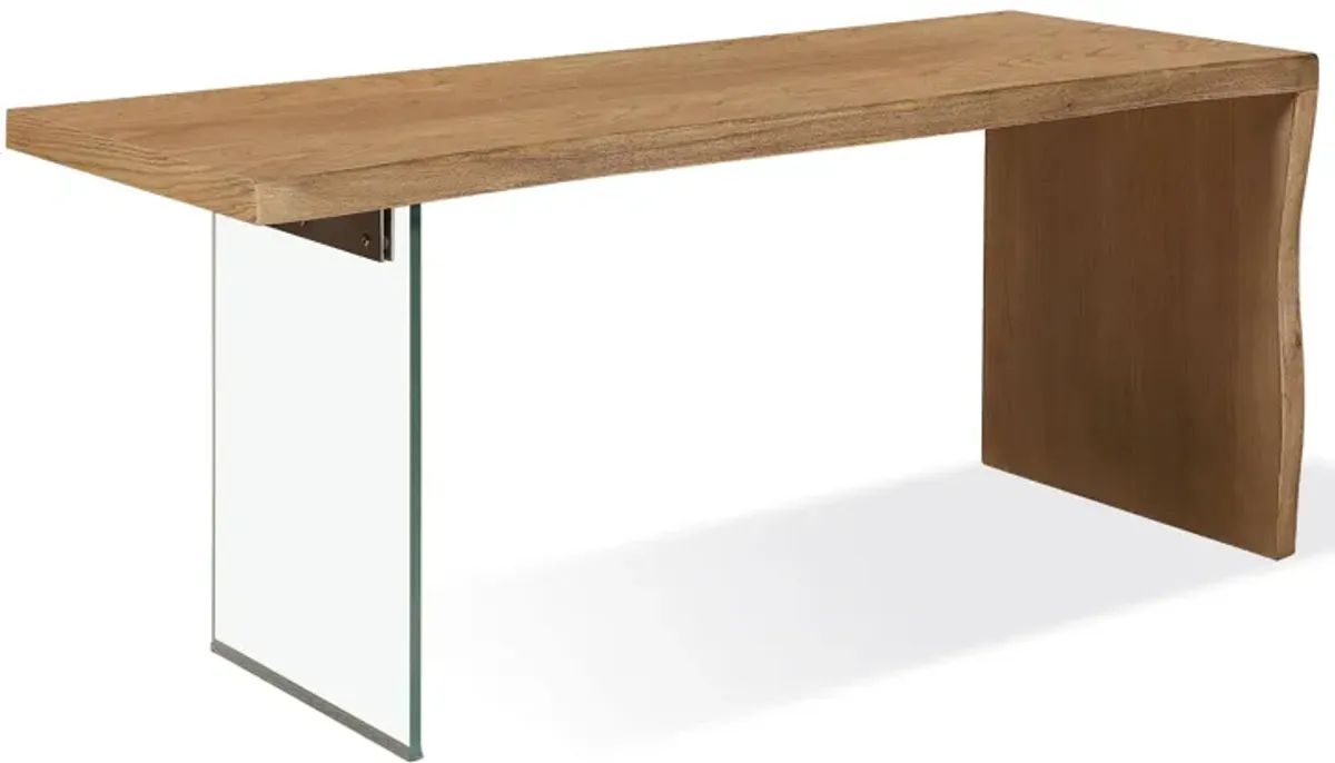 One Modern Coastal Writing Desk  in White Oak and Glass