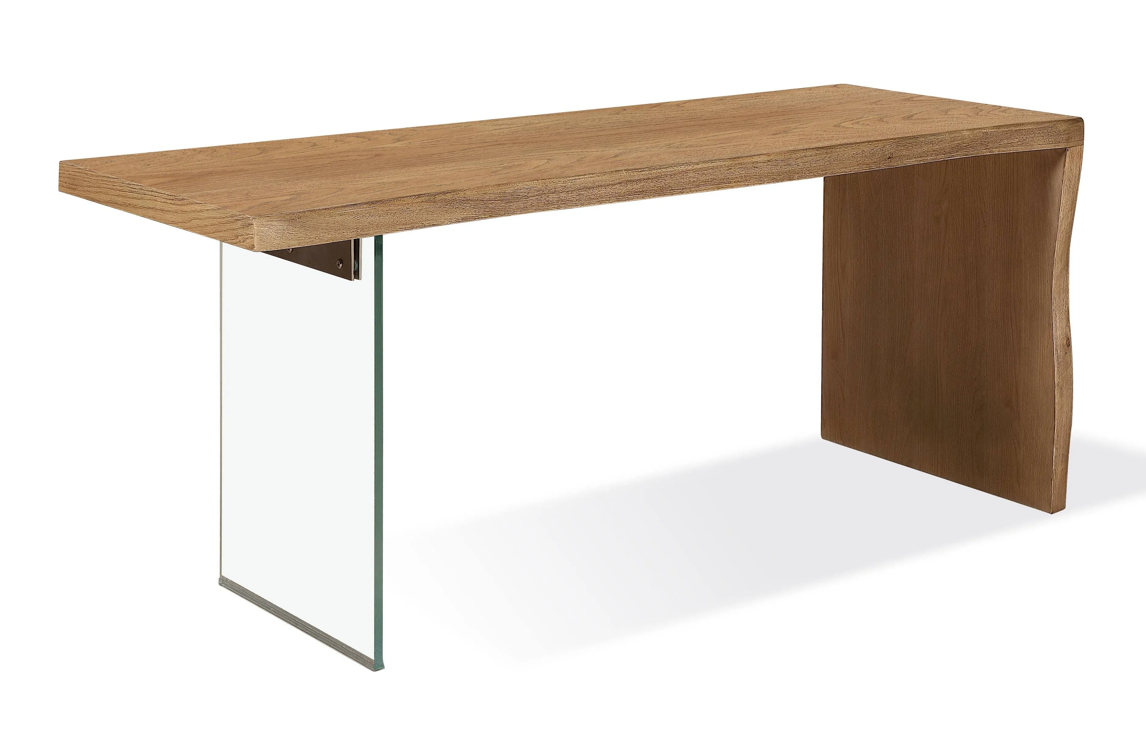 One Modern Coastal Writing Desk  in White Oak and Glass