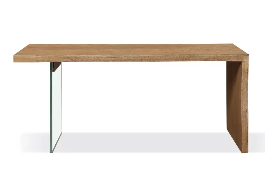 One Modern Coastal Writing Desk  in White Oak and Glass