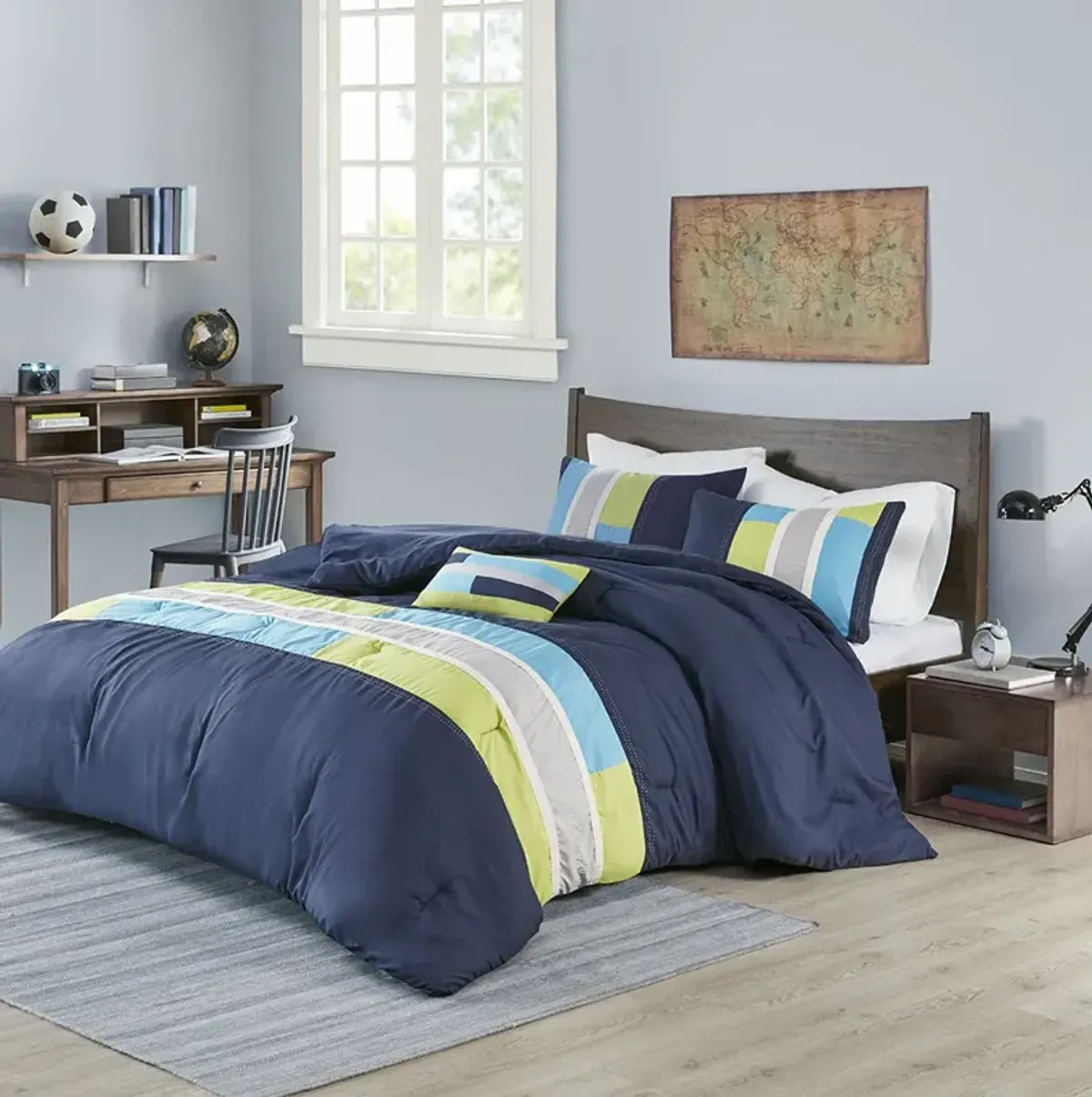 Mi Zone Pipeline Navy Comforter Set