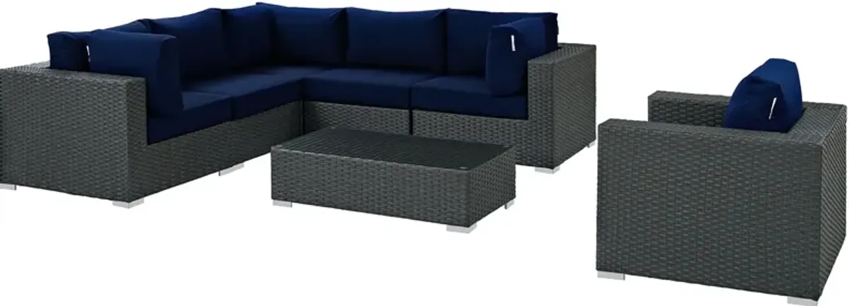 Sojourn 7 Piece Outdoor Patio Sunbrella® Sectional Set