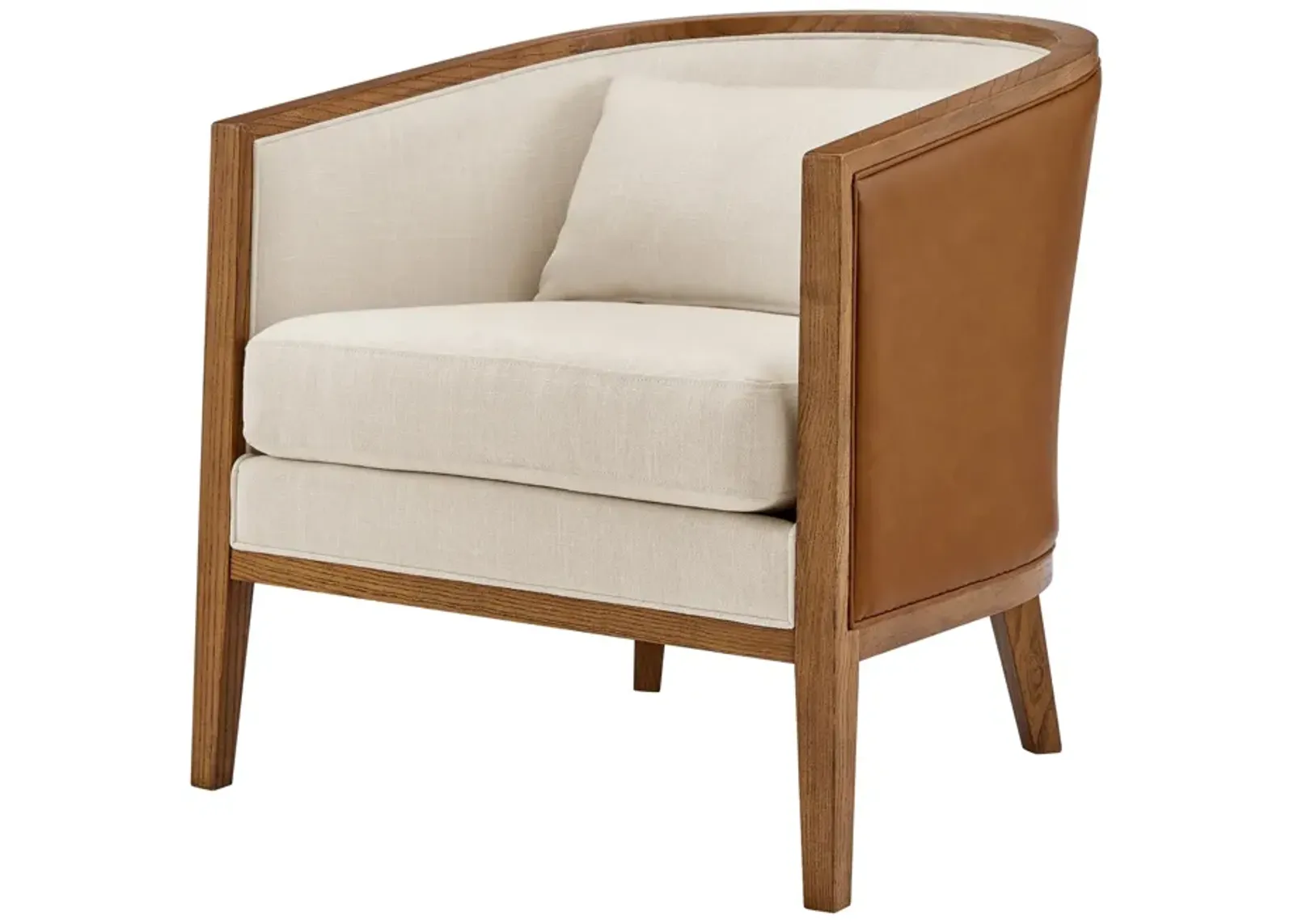 Tillman PU/Fabric Accent Arm Chair, Casa Caramel/Shortbread