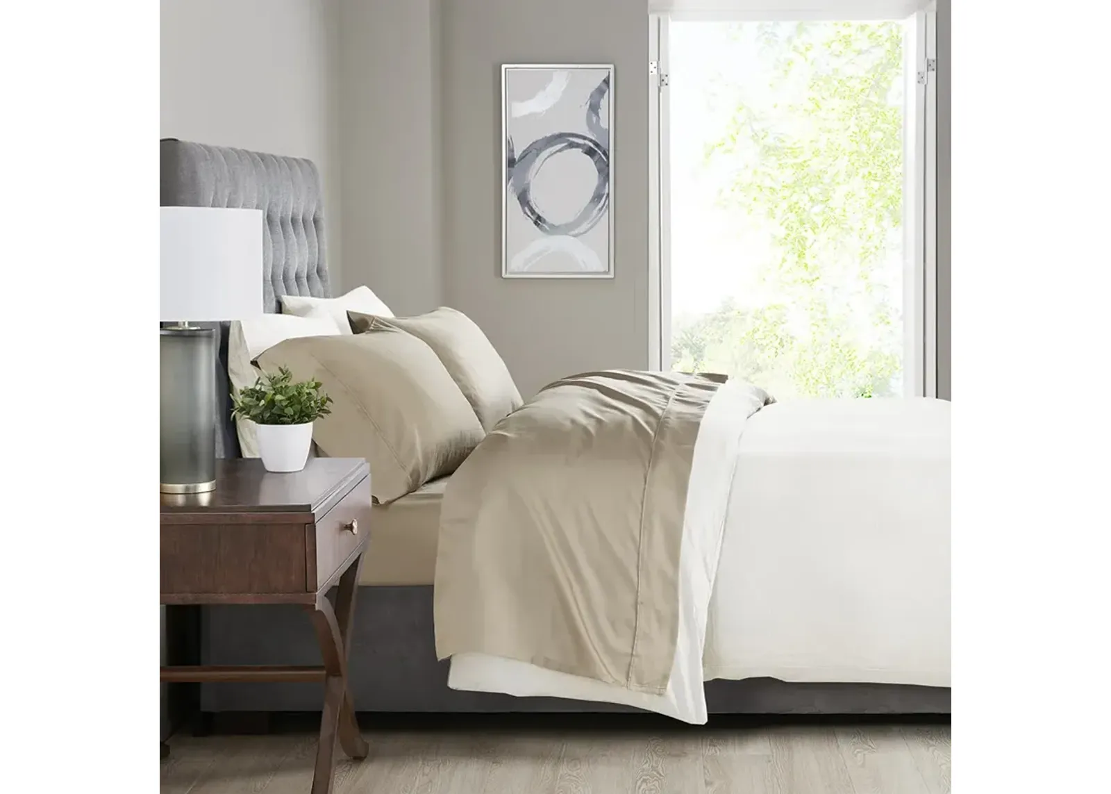 Madison Park 525 Thread Count Khaki Cotton Blend Sheet Set