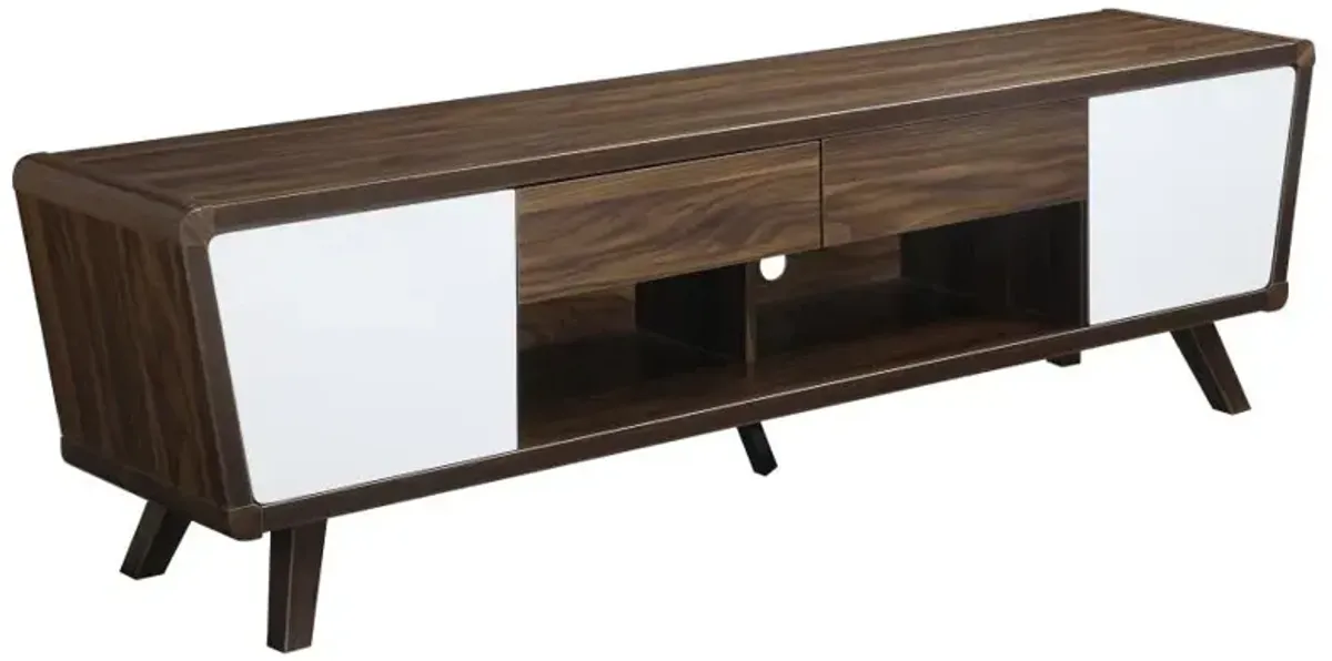 Alvin 2-drawer TV Console Dark Walnut and Glossy White