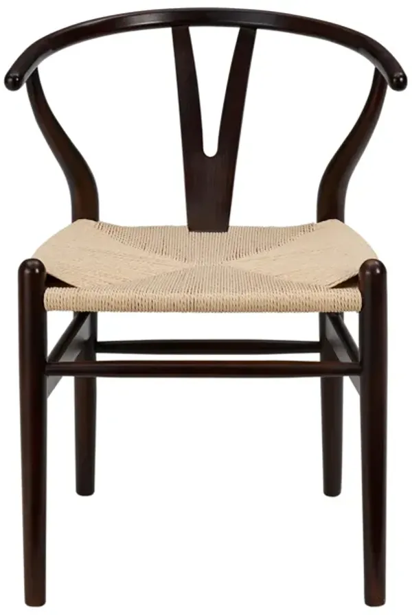 Evelina Side Chair in Walnut with Natural Rush Seat - Set of 2