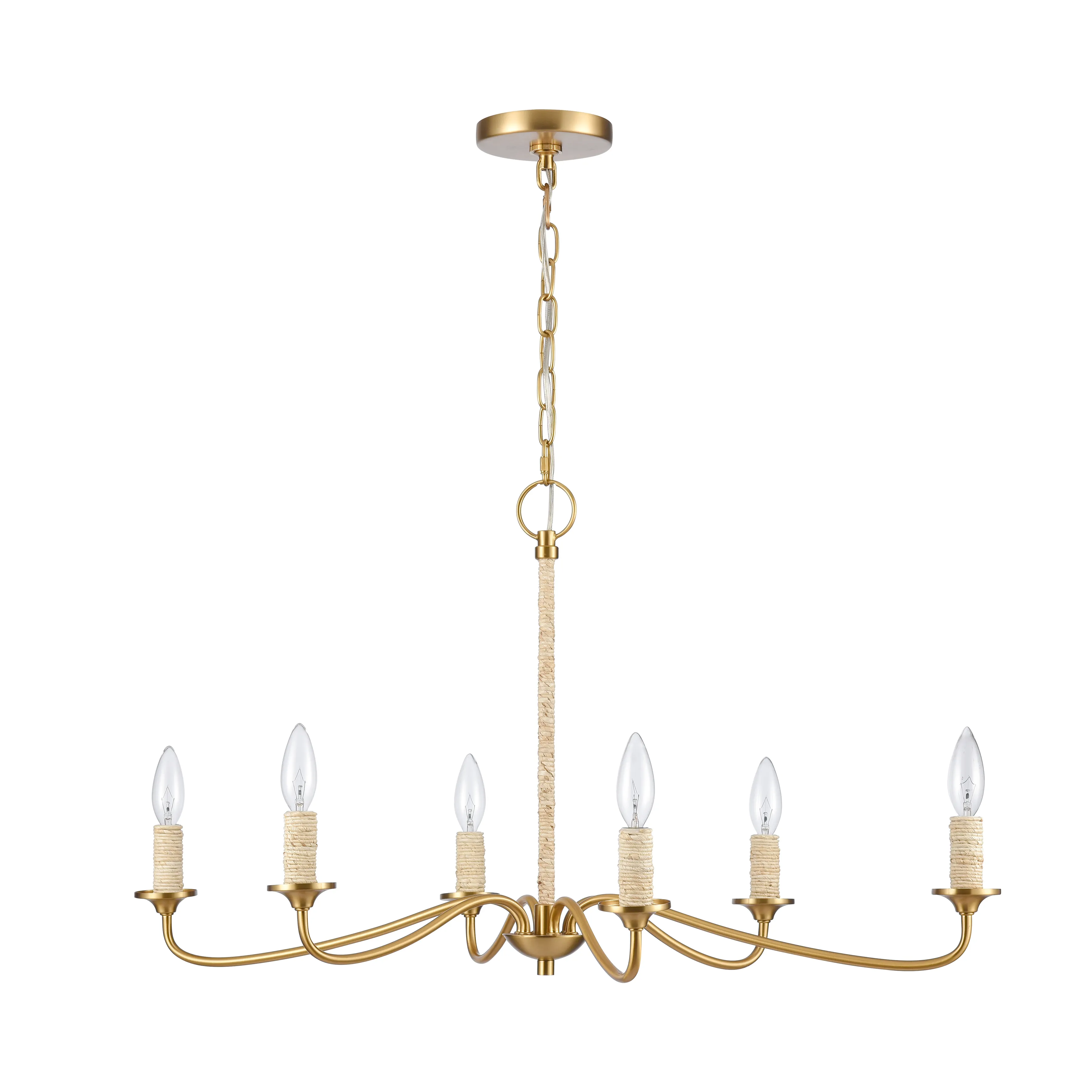 Abaca 32'' Wide 6-Light Chandelier - Brushed Gold