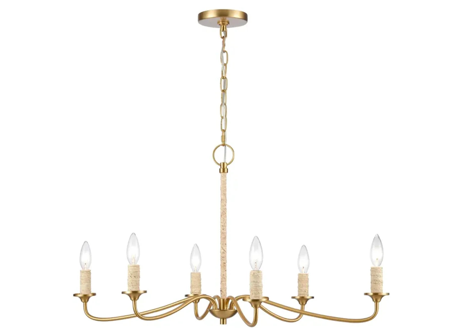 Abaca 32'' Wide 6-Light Chandelier - Brushed Gold