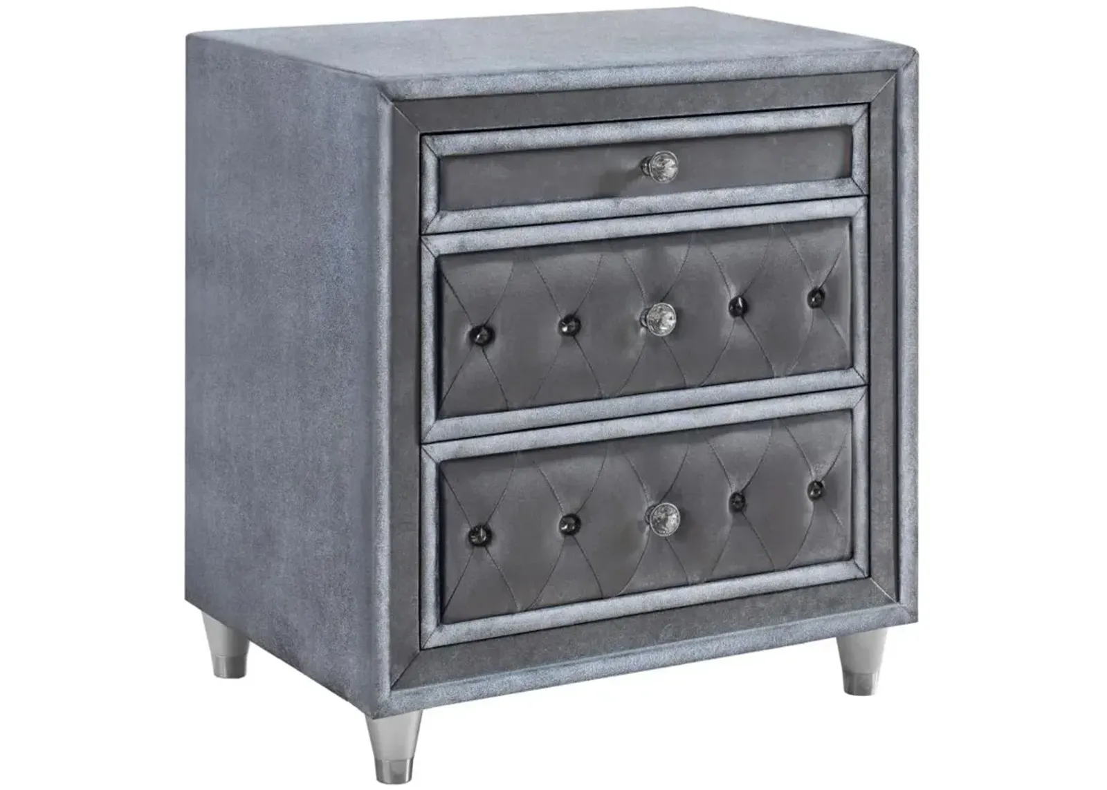 Antonella 3-drawer Upholstered Nightstand Grey